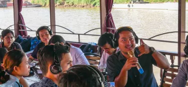 All on board for an environmental journalism training course in Cambodia